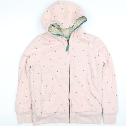 Boden Girls Pink Polka Dot Full Zip Lined Hoodie 11-12 Years