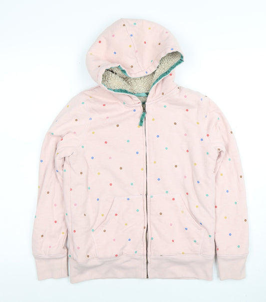 Boden Girls Pink Polka Dot Full Zip Lined Hoodie 11-12 Years