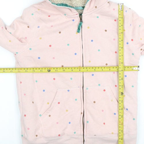 Boden Girls Pink Polka Dot Full Zip Lined Hoodie 11-12 Years