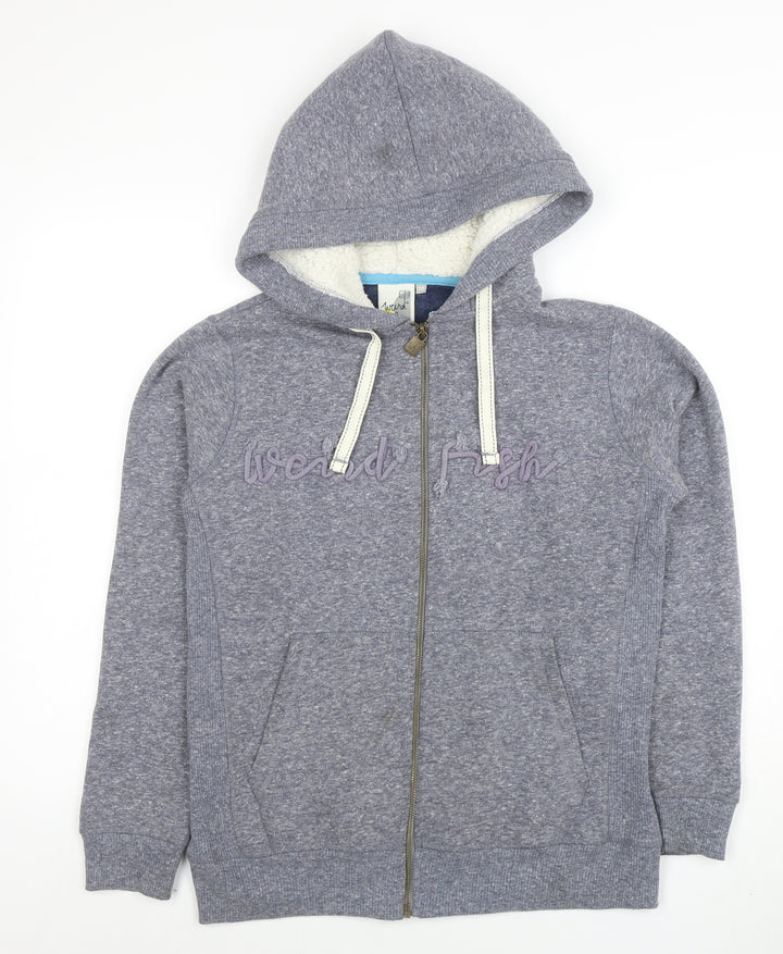 Weird Fish Women's Grey Size 10 Full Zip Hooded Sweatshirt