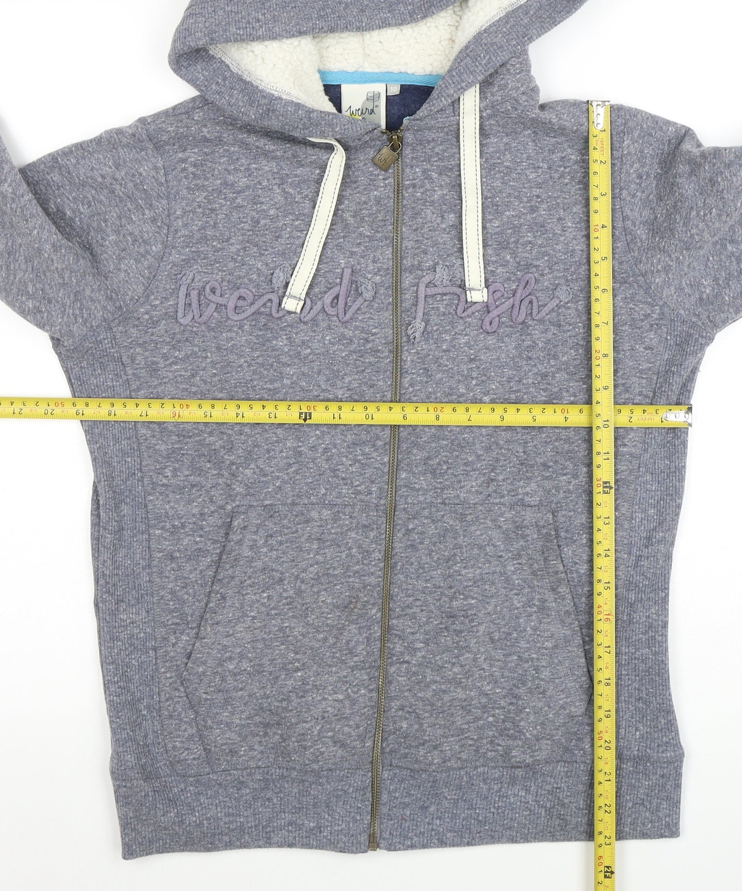 Weird Fish Women's Grey Size 10 Full Zip Hooded Sweatshirt
