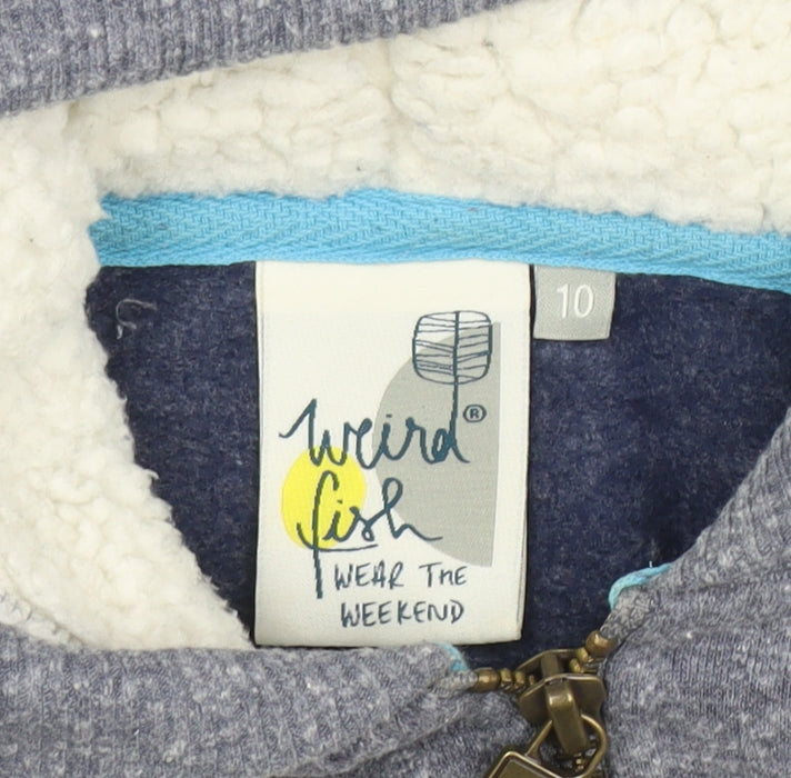 Weird Fish Women's Grey Size 10 Full Zip Hooded Sweatshirt