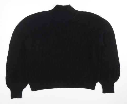 GAP Women’s Black Mock Neck Chunky Knit Wool Blend Jumper XS