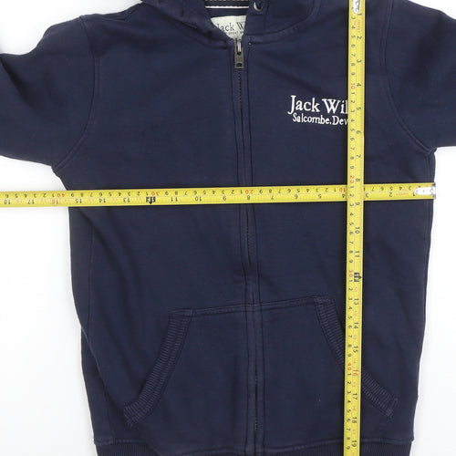 Jack Wills Boys Navy Full Zip Hoodie 9-10 Years Cotton Blend