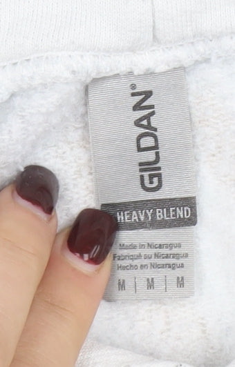 Gildan Women's White Heart Print Pullover Hoodie Size M