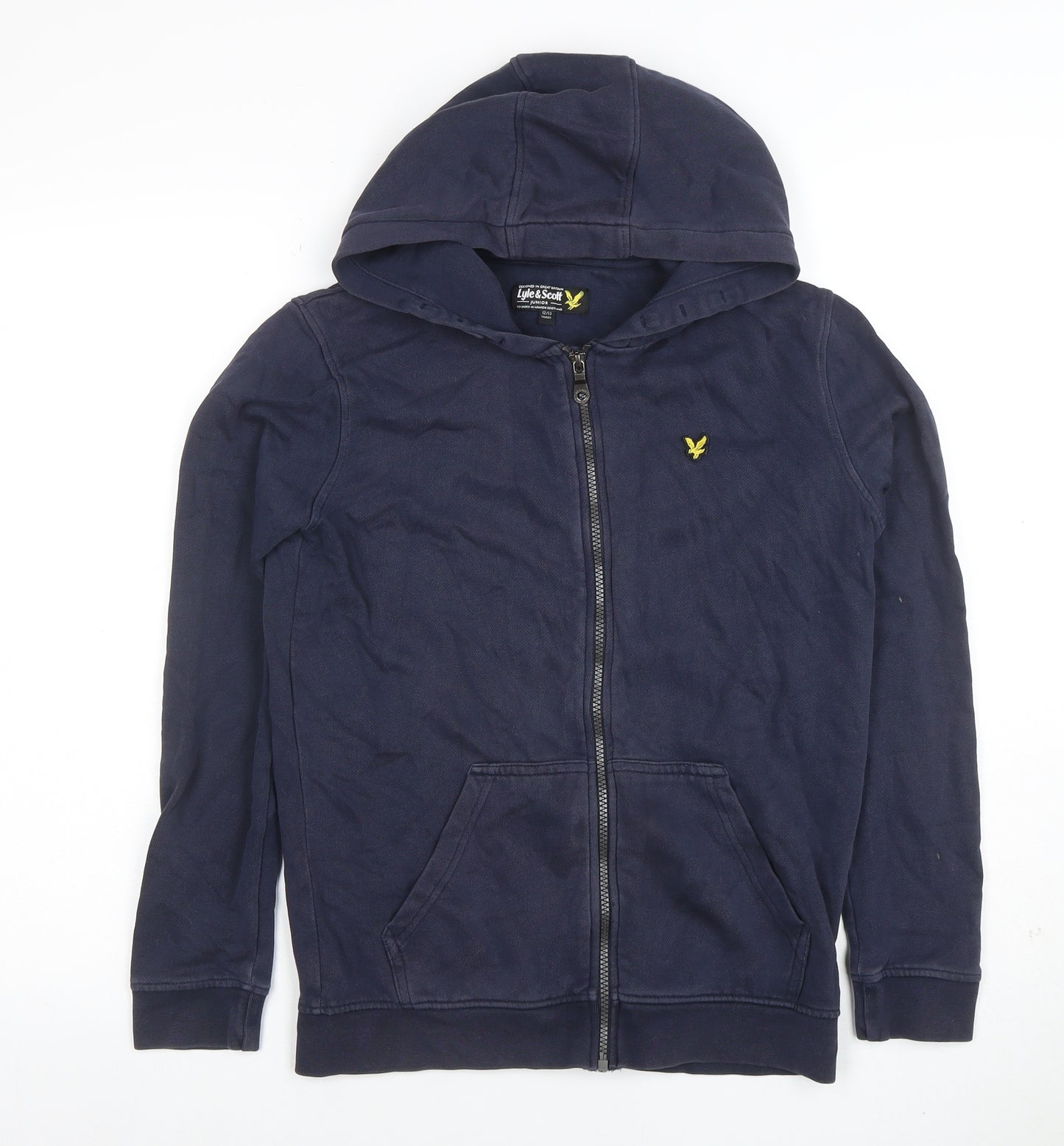 Lyle & Scott Junior Boys Navy Full Zip Hoodie Size 12-13 Years Cotton Blend