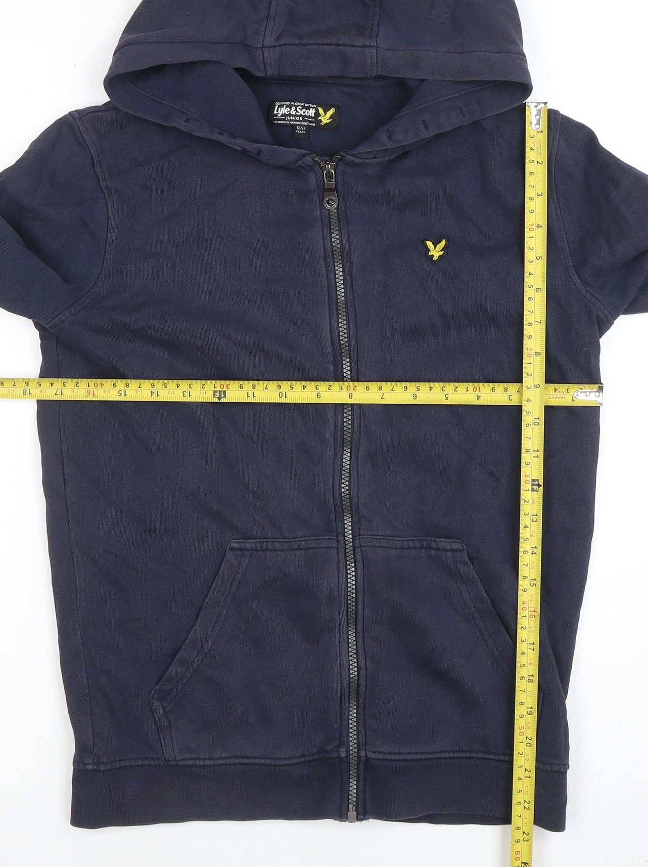 Lyle & Scott Junior Boys Navy Full Zip Hoodie Size 12-13 Years Cotton Blend