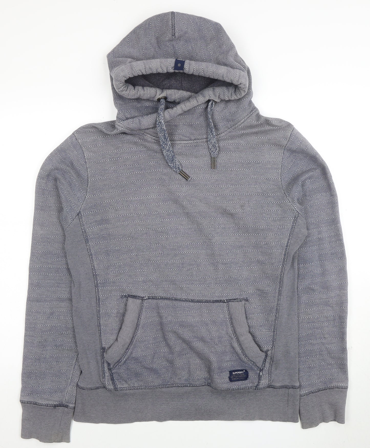 Superdry Men's Blue Pullover Hoodie Size M Knit Cotton Jumper