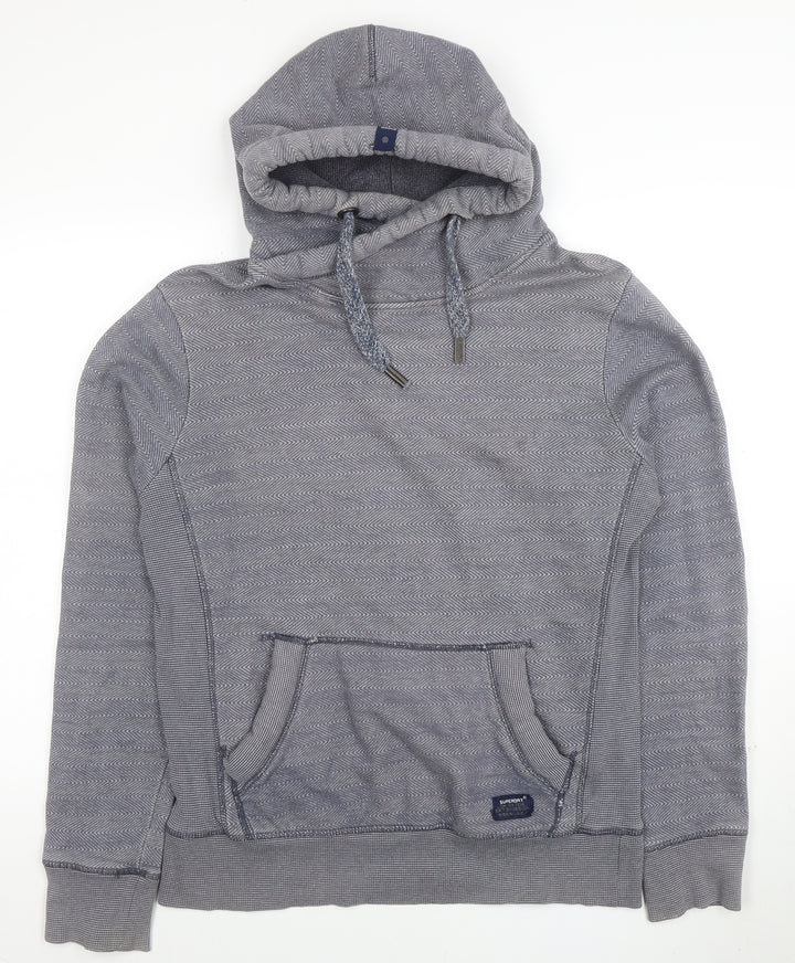 Superdry Men's Blue Pullover Hoodie Size M Knit Cotton Jumper