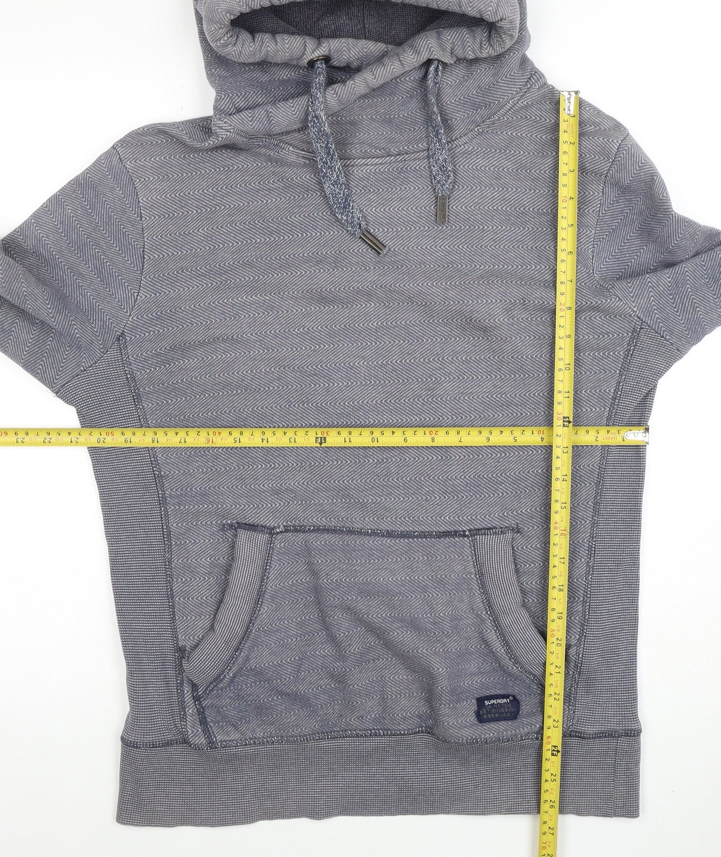 Superdry Men's Blue Pullover Hoodie Size M Knit Cotton Jumper