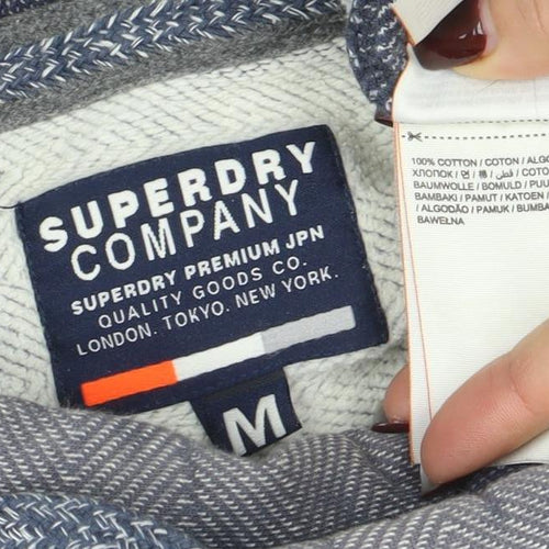 Superdry Men's Blue Pullover Hoodie Size M Knit Cotton Jumper