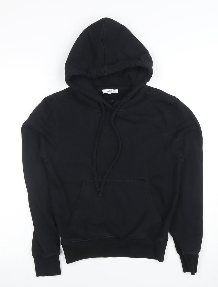 ARNE Boys Black Pullover Hoodie Size 10 Cotton Blend Long Sleeve