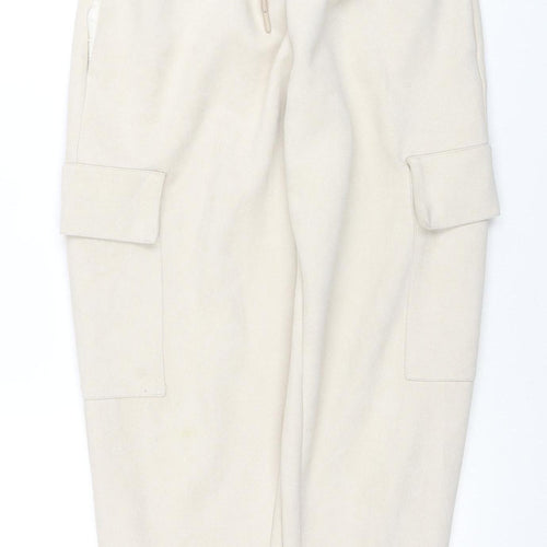 Zara Women’s Beige Cargo Jogger Trousers S Elastic Waist