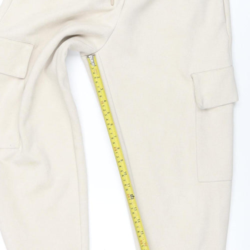 Zara Women’s Beige Cargo Jogger Trousers S Elastic Waist