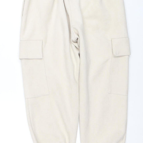 Zara Women’s Beige Cargo Jogger Trousers S Elastic Waist