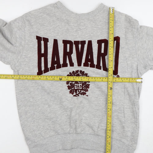 H&M Women Grey Harvard Logo Pullover Sweatshirt XS
