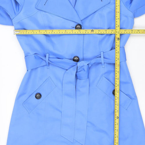 Marks and Spencer Women Blue Size 12 Belted Trench Coat