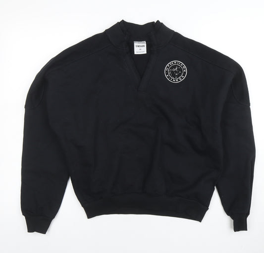 Gymshark Womens Black XS Pullover Sweatshirt Logo Crew Neck