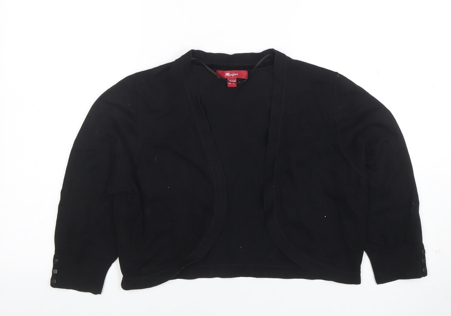 Monsoon Women Black Size 16 Cropped Knit Cardigan