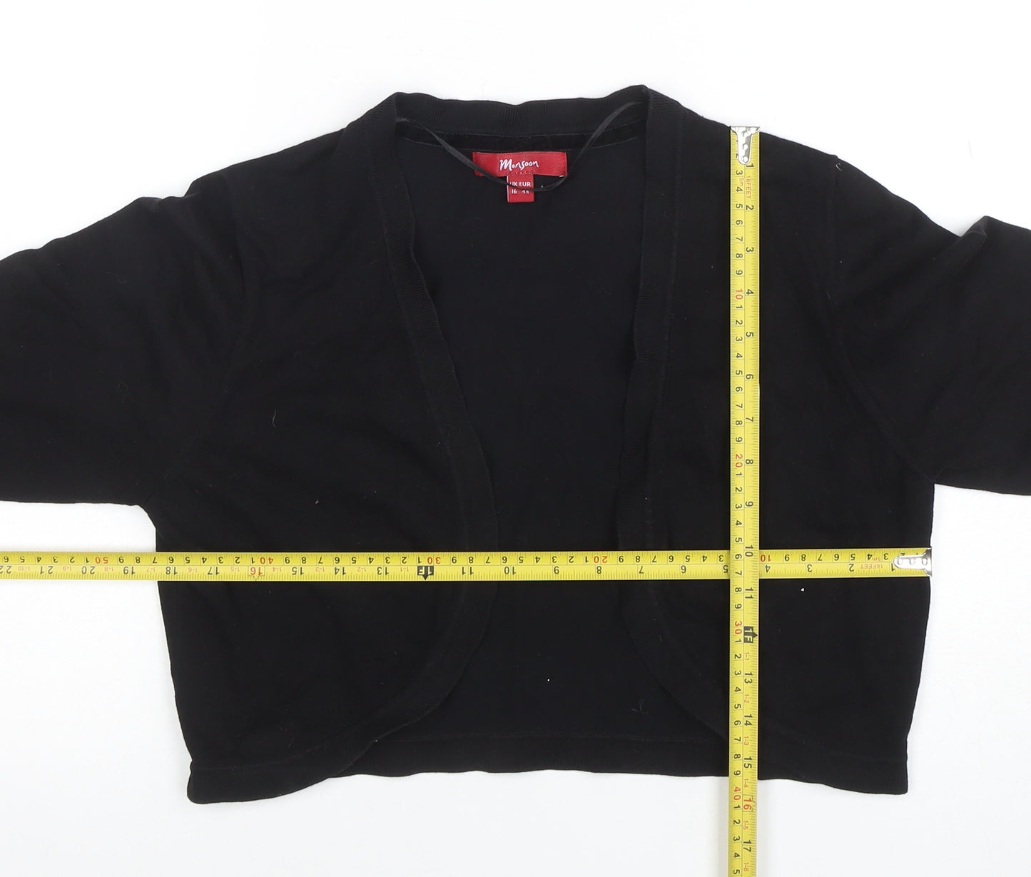 Monsoon Women Black Size 16 Cropped Knit Cardigan