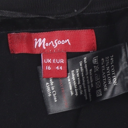 Monsoon Women Black Size 16 Cropped Knit Cardigan