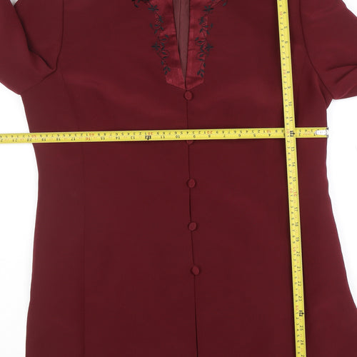 Jacques Vert Women's Burgundy Long Sleeve Suit Jacket Size 14 Polyester Lined