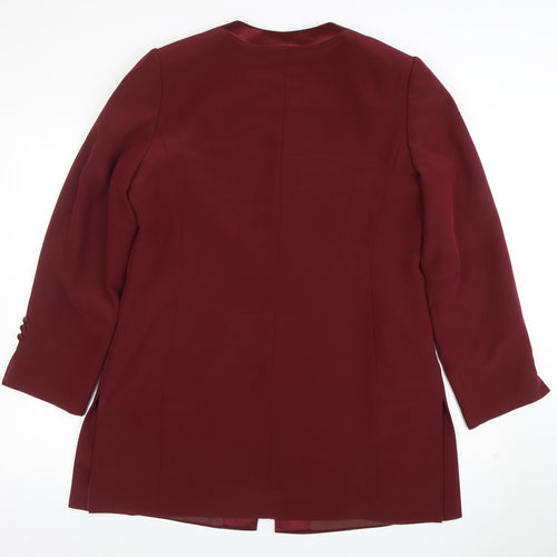 Jacques Vert Women's Burgundy Long Sleeve Suit Jacket Size 14 Polyester Lined