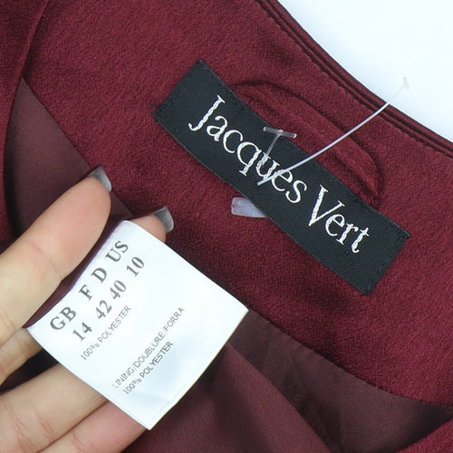 Jacques Vert Women's Burgundy Long Sleeve Suit Jacket Size 14 Polyester Lined
