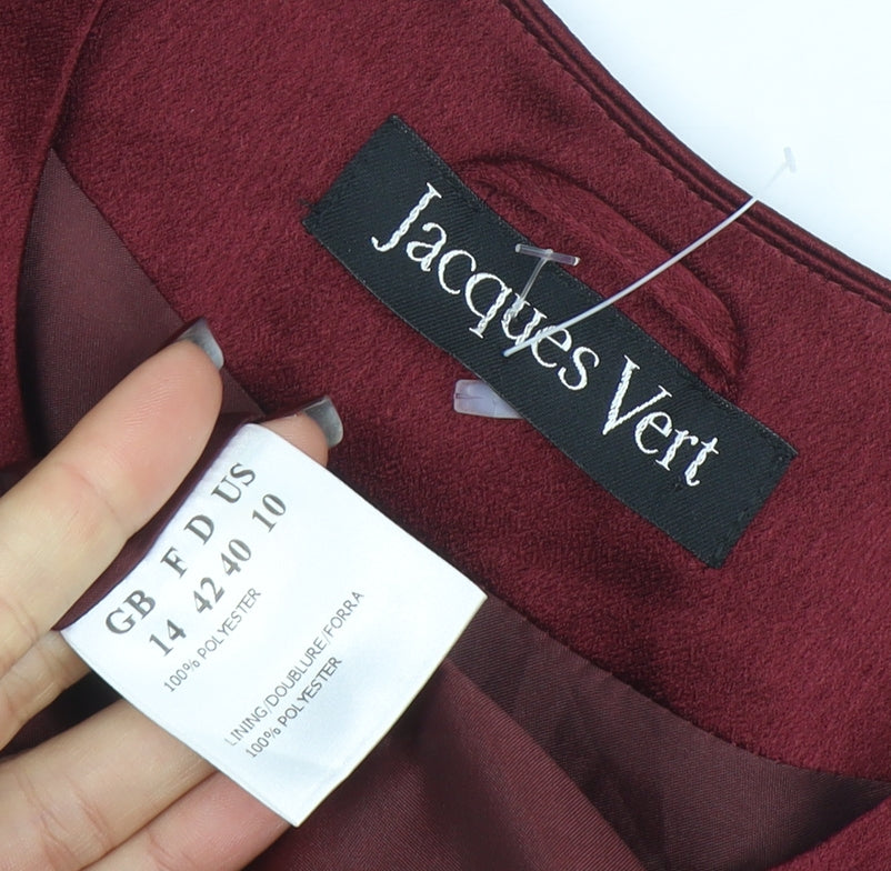 Jacques Vert Women's Burgundy Long Sleeve Suit Jacket Size 14 Polyester Lined