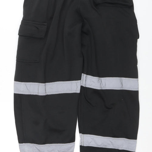 Dolce Vari Men's Black Reflective Workwear Jogger Trousers Size L