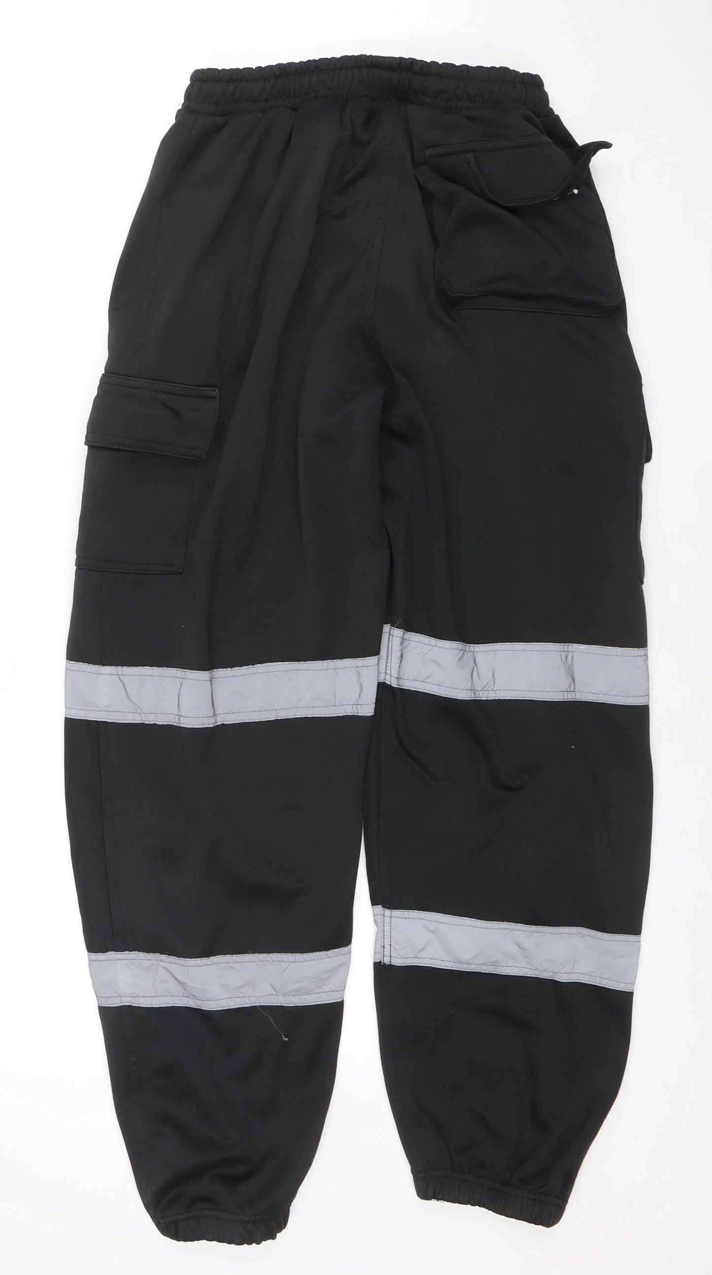Dolce Vari Men's Black Reflective Workwear Jogger Trousers Size L