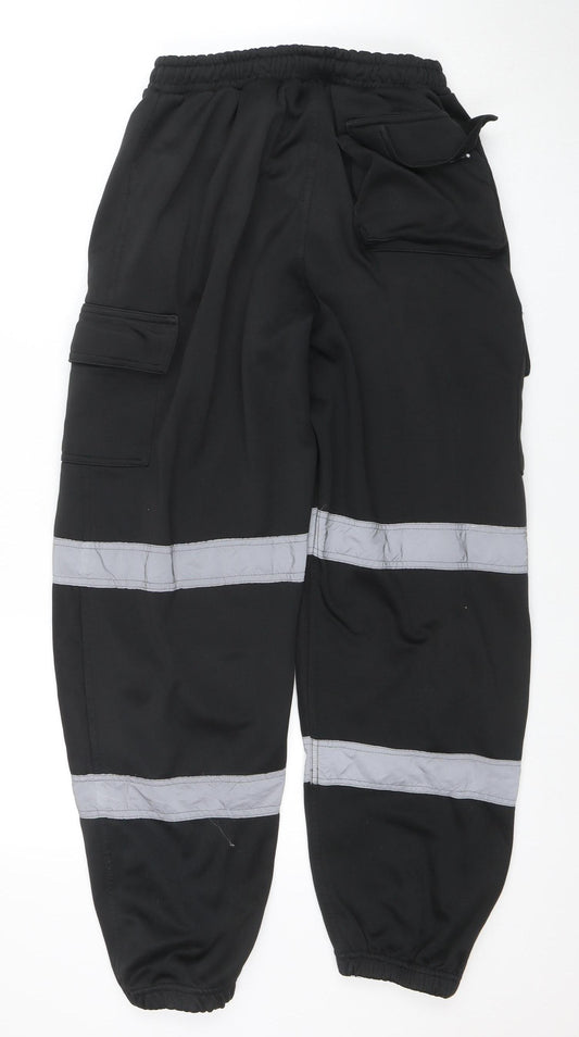 Dolce Vari Men's Black Reflective Workwear Jogger Trousers Size L