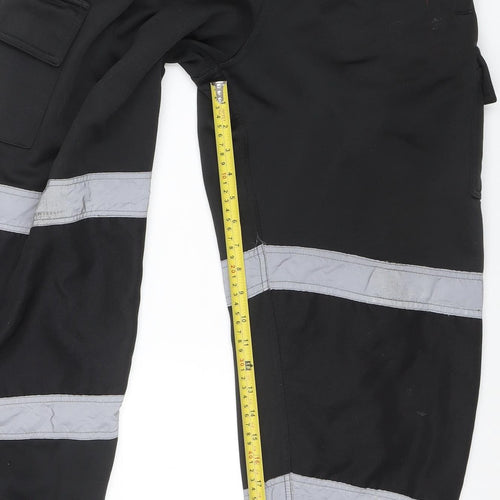 Dolce Vari Men's Black Reflective Workwear Jogger Trousers Size L
