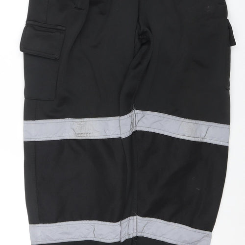 Dolce Vari Men's Black Reflective Workwear Jogger Trousers Size L