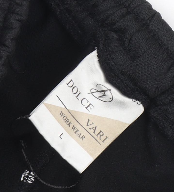 Dolce Vari Men's Black Reflective Workwear Jogger Trousers Size L