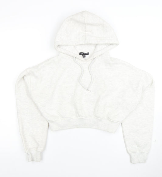 I Saw It First Womens Grey Cropped Pullover Hoodie Size 6
