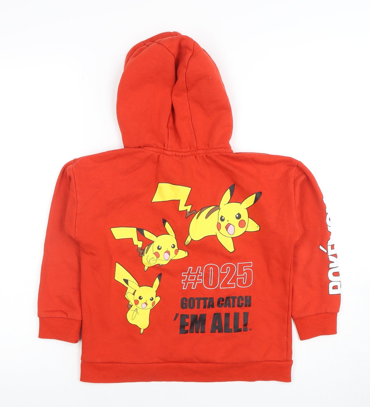 Pokémon Boys Red Pikachu 7-8 Years 1/4 Zip Hoodie Cotton Blend Graphic Print