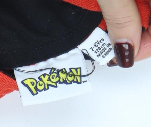 Pokémon Boys Red Pikachu 7-8 Years 1/4 Zip Hoodie Cotton Blend Graphic Print