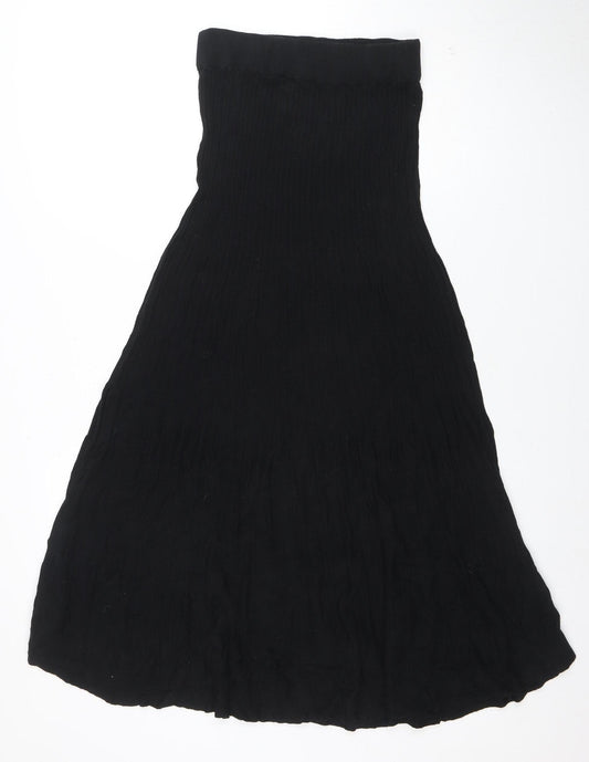 Marks and Spencer Women’s Black Midi A-Line Viscose Linen Skirt Size M