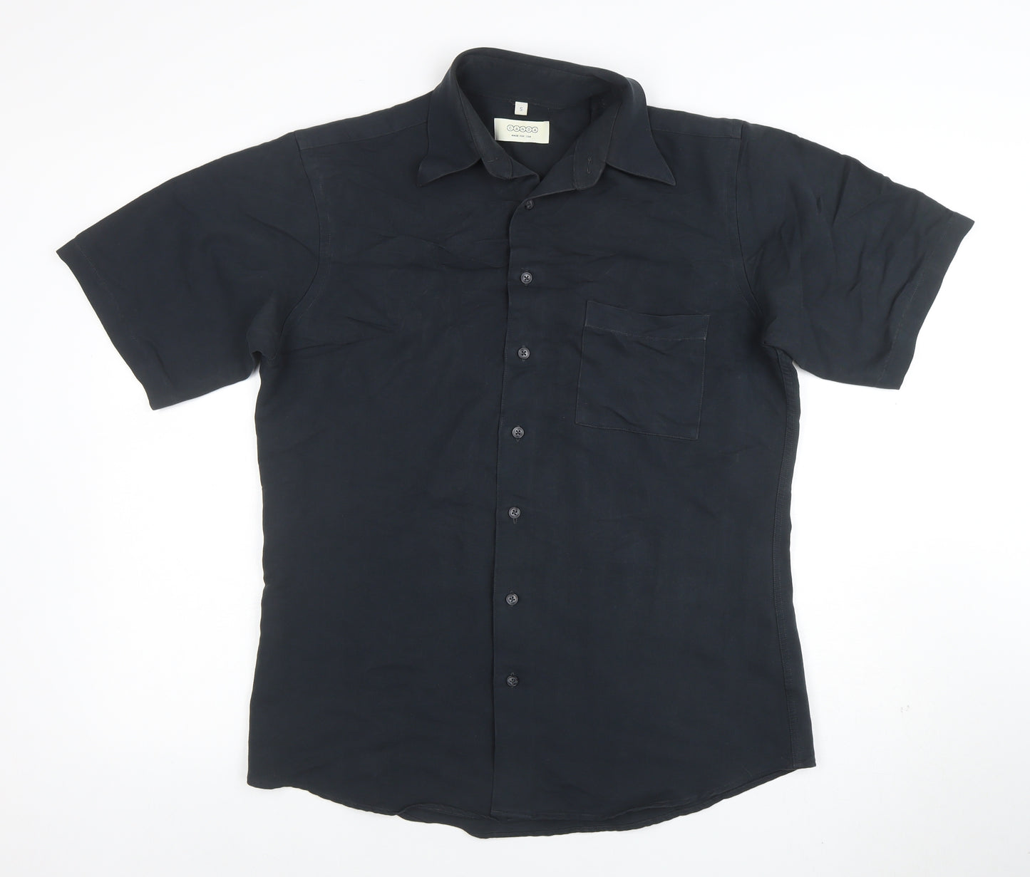 Canda Men's Black Short Sleeve Viscose Polo Shirt Size S