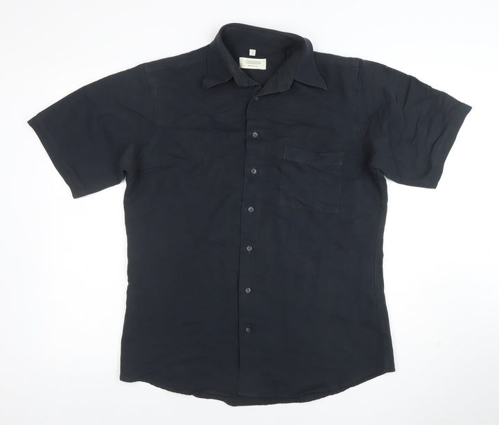 Canda Men's Black Short Sleeve Viscose Polo Shirt Size S