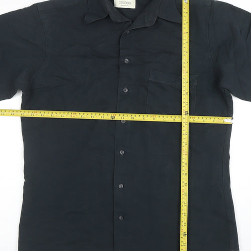 Canda Men's Black Short Sleeve Viscose Polo Shirt Size S