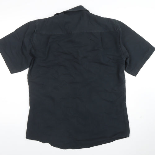 Canda Men's Black Short Sleeve Viscose Polo Shirt Size S