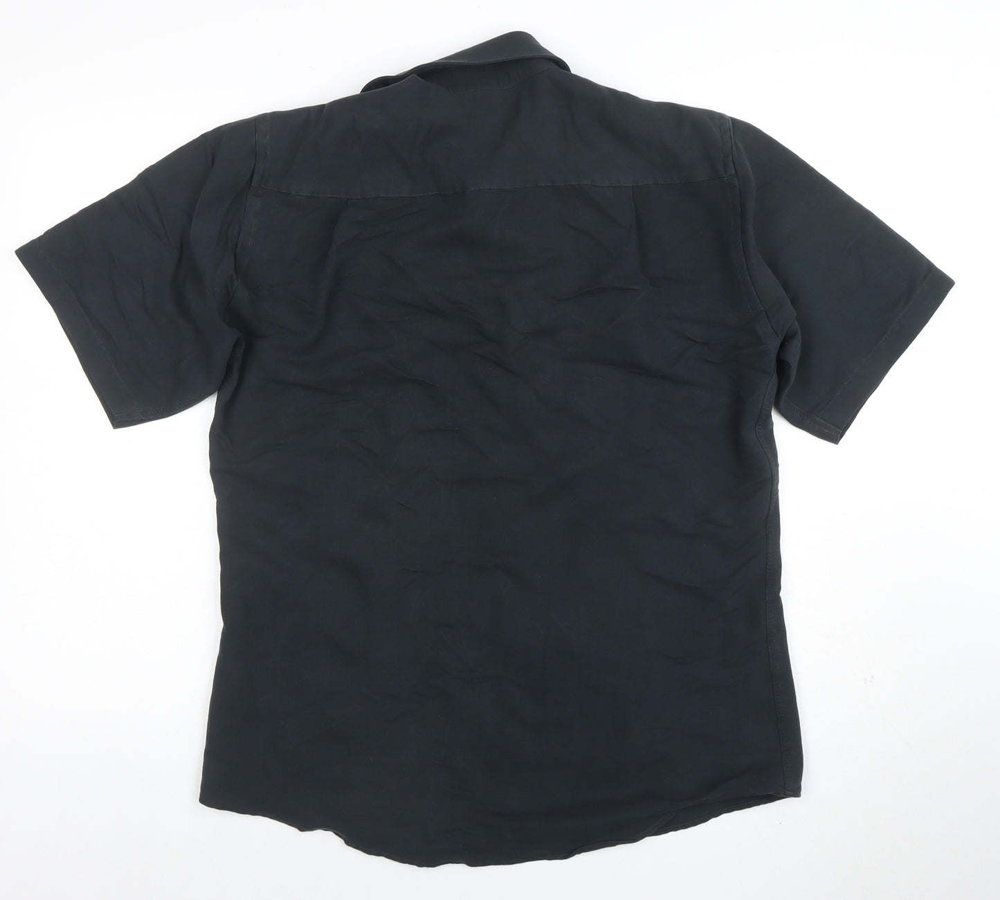 Canda Men's Black Short Sleeve Viscose Polo Shirt Size S