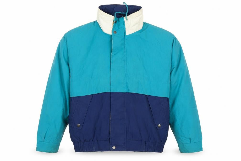 Front view of Towncraft Men’s Blue 90s Retro Windbreaker Jacket, size L