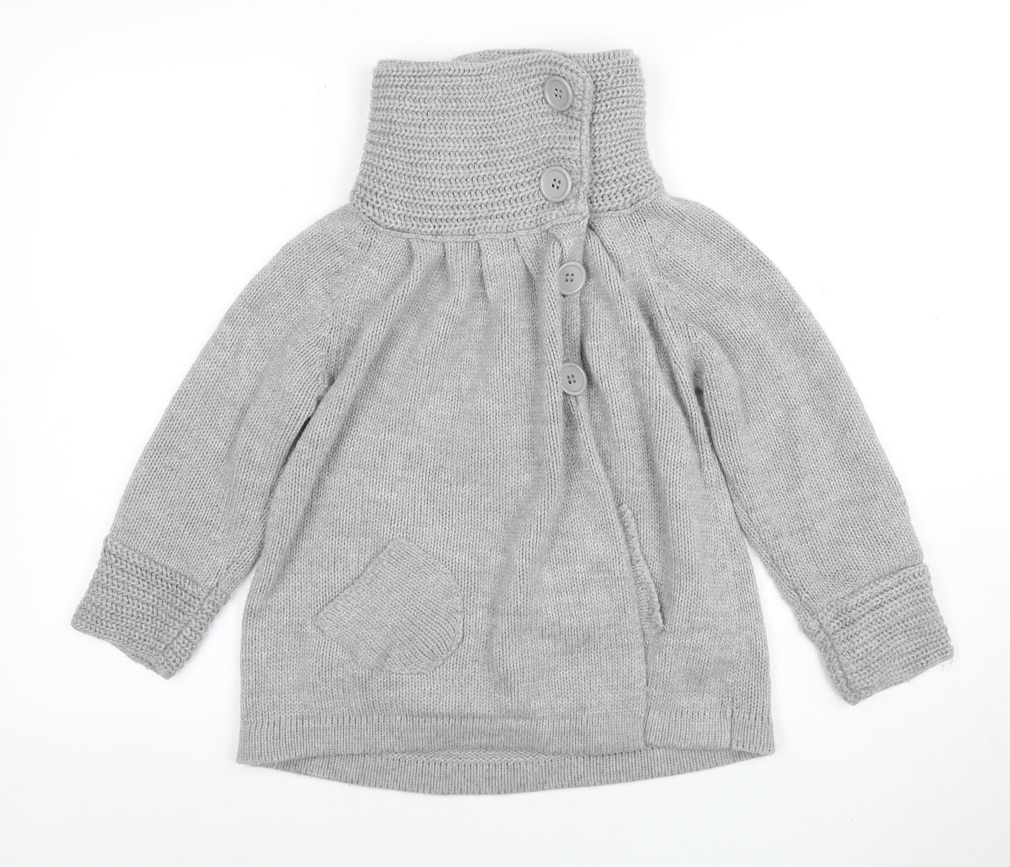 Xhye Womens Grey Acrylic Button Cardigan Jumper Size 10