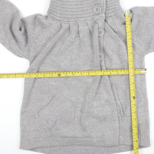 Xhye Womens Grey Acrylic Button Cardigan Jumper Size 10