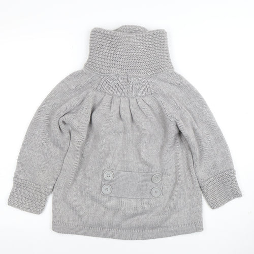 Xhye Womens Grey Acrylic Button Cardigan Jumper Size 10