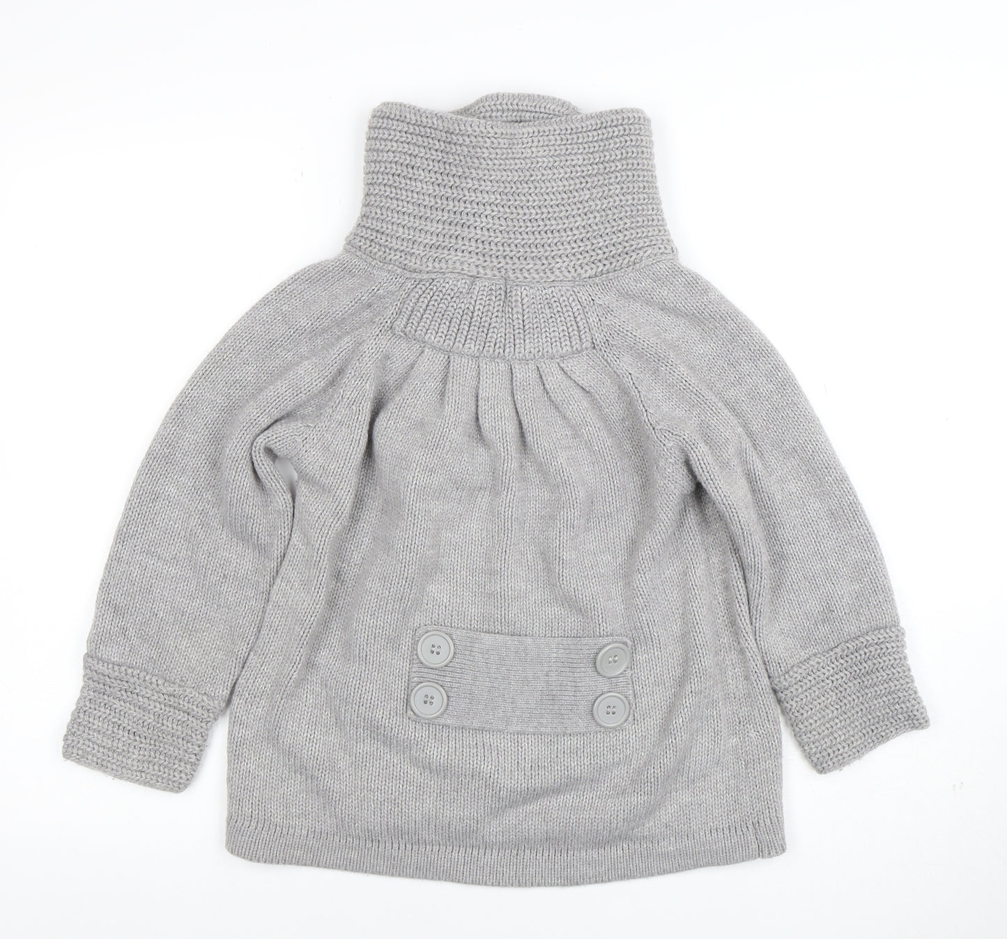 Xhye Womens Grey Acrylic Button Cardigan Jumper Size 10