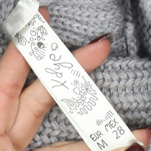 Xhye Womens Grey Acrylic Button Cardigan Jumper Size 10
